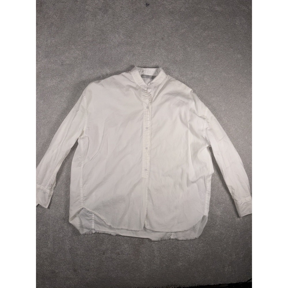 Vince Women's Band Collar Popover Shirt xs oversized Blouse Top White Button